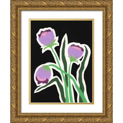 Pop Flowers II Gold Ornate Wood Framed Art Print with Double Matting by Moore, Regina