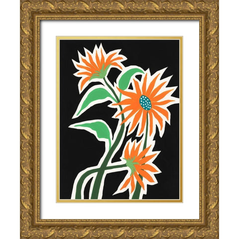 Pop Flowers III Gold Ornate Wood Framed Art Print with Double Matting by Moore, Regina
