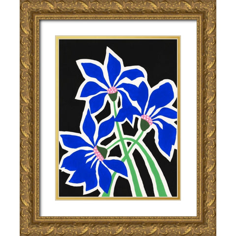 Pop Flowers IV Gold Ornate Wood Framed Art Print with Double Matting by Moore, Regina