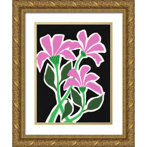 Pop Flowers V Gold Ornate Wood Framed Art Print with Double Matting by Moore, Regina