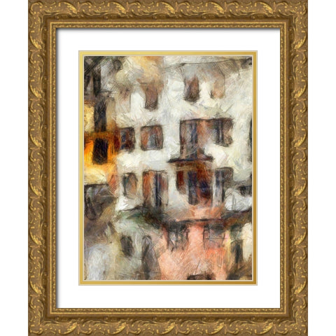 Stacked Houses III Gold Ornate Wood Framed Art Print with Double Matting by Saunders, Alonzo