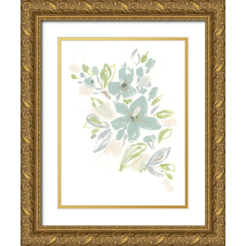 Seafoam Petals IV Gold Ornate Wood Framed Art Print with Double Matting by Vess, June Erica
