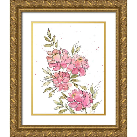 Watercolor Blooms I Gold Ornate Wood Framed Art Print with Double Matting by Moore, Regina