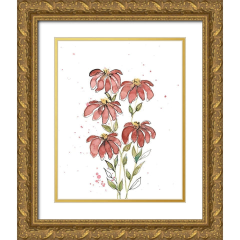 Watercolor Blooms II Gold Ornate Wood Framed Art Print with Double Matting by Moore, Regina
