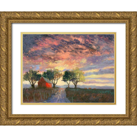 Fire in the Sky Gold Ornate Wood Framed Art Print with Double Matting by Sweetwater