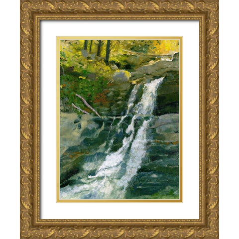 Kent Falls Gold Ornate Wood Framed Art Print with Double Matting by Sweetwater