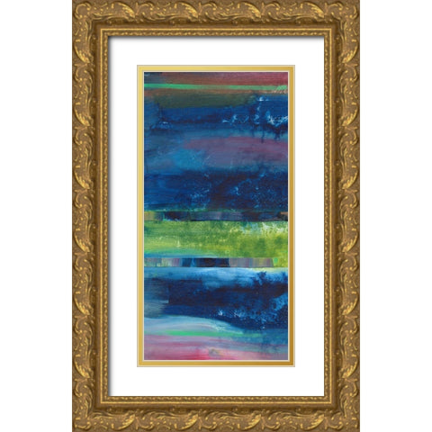 Blue Contentment I Gold Ornate Wood Framed Art Print with Double Matting by Combs, Joyce