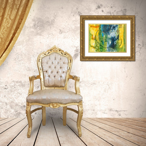 Aquatic Energy III Gold Ornate Wood Framed Art Print with Double Matting by Combs, Joyce