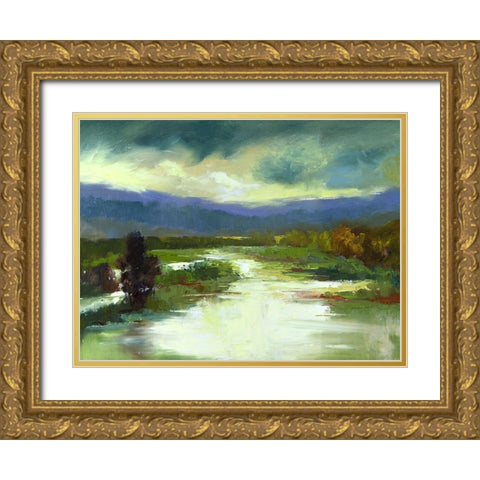Mountain Meadow Gold Ornate Wood Framed Art Print with Double Matting by Finch, Sheila