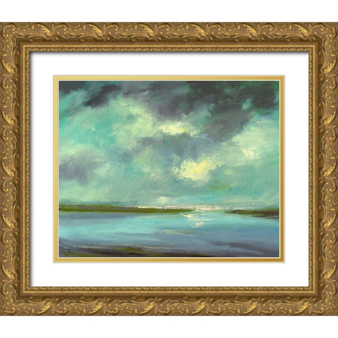 Lagoon Gold Ornate Wood Framed Art Print with Double Matting by Finch, Sheila