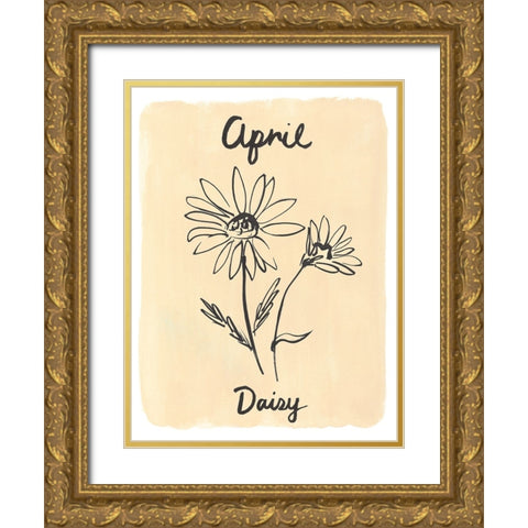 Birth Month IV Gold Ornate Wood Framed Art Print with Double Matting by Warren, Annie