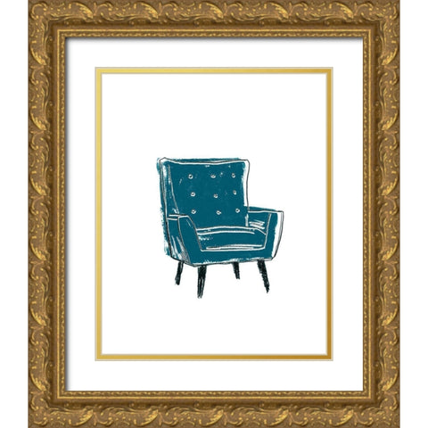 Take a Seat VII Gold Ornate Wood Framed Art Print with Double Matting by Vess, June Erica