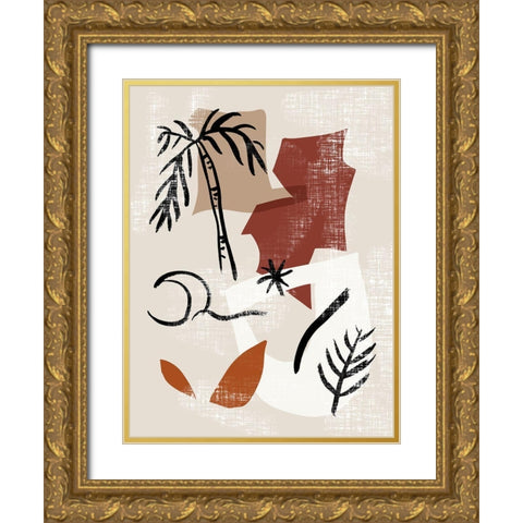 Soft Palms I Gold Ornate Wood Framed Art Print with Double Matting by Wang, Melissa