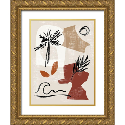 Soft Palms III Gold Ornate Wood Framed Art Print with Double Matting by Wang, Melissa