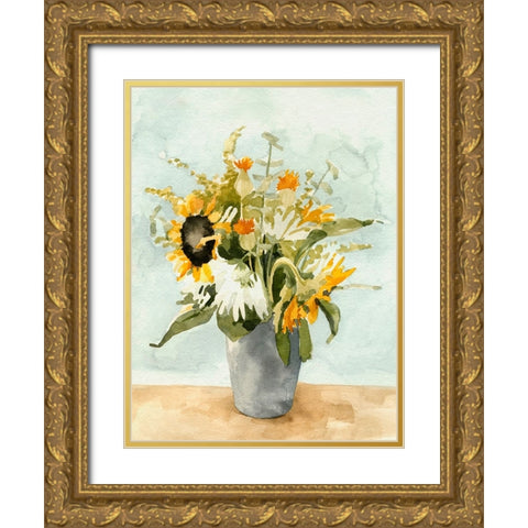 Birthday Bouquet I Gold Ornate Wood Framed Art Print with Double Matting by Caroline, Emma