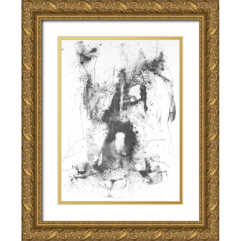 Graphite Abstract II Gold Ornate Wood Framed Art Print with Double Matting by Willett, Michael