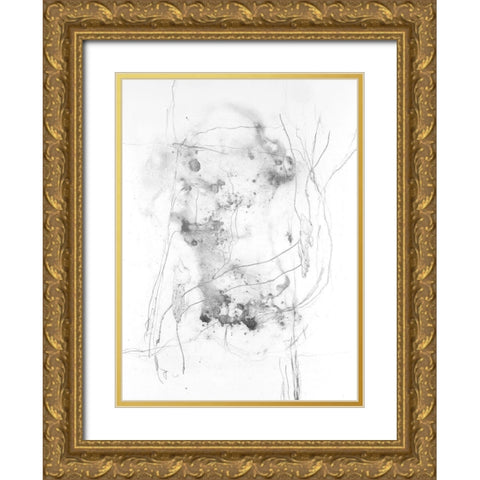 Graphite Abstract IV Gold Ornate Wood Framed Art Print with Double Matting by Willett, Michael