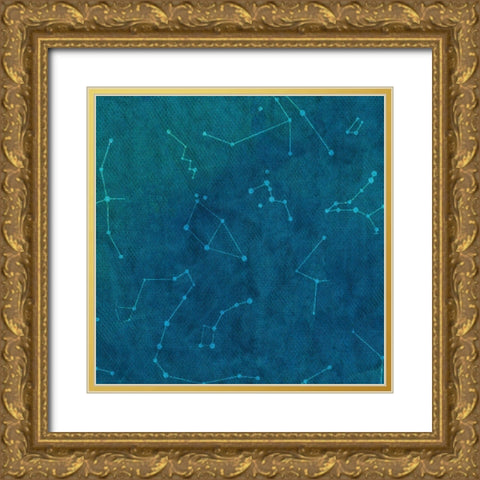 Indigo Constellations II Gold Ornate Wood Framed Art Print with Double Matting by Sizemore, Natalie