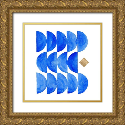 Sapphire Halves I Gold Ornate Wood Framed Art Print with Double Matting by Green, Jacob