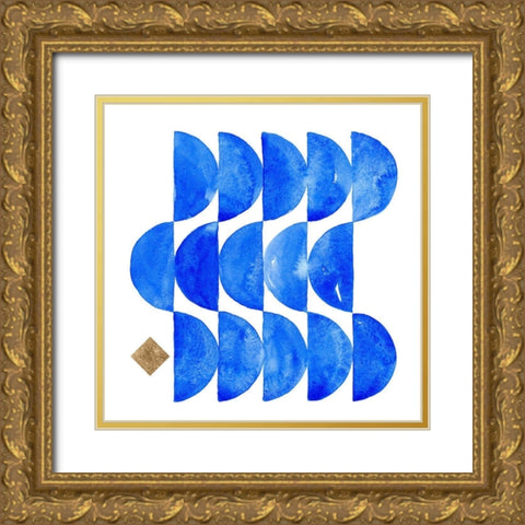 Sapphire Halves II Gold Ornate Wood Framed Art Print with Double Matting by Green, Jacob