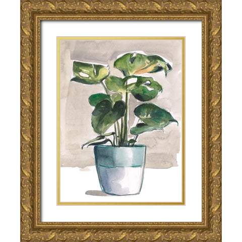 Potted Houseplant II Gold Ornate Wood Framed Art Print with Double Matting by Parker, Jennifer Paxton