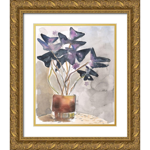Oxalis in Vase I Gold Ornate Wood Framed Art Print with Double Matting by Parker, Jennifer Paxton