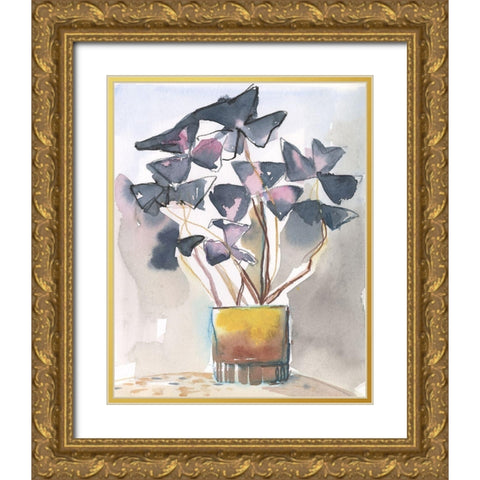 Oxalis in Vase II Gold Ornate Wood Framed Art Print with Double Matting by Parker, Jennifer Paxton