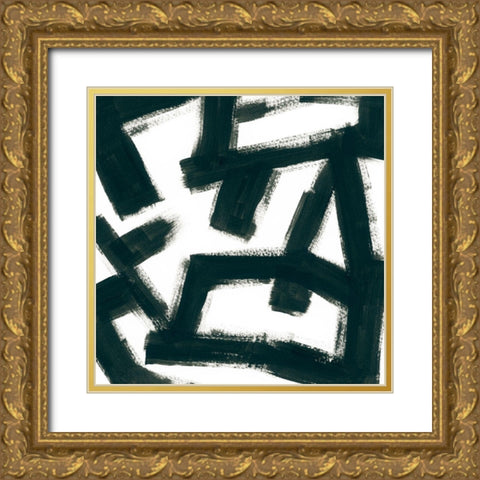 Bold Brushstrokes II Gold Ornate Wood Framed Art Print with Double Matting by Vess, June Erica
