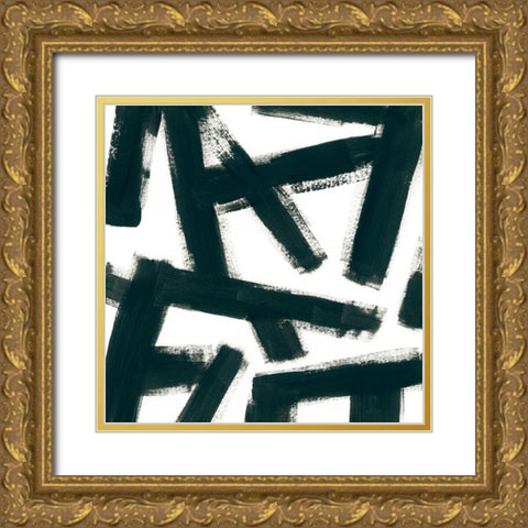 Bold Brushstrokes IV Gold Ornate Wood Framed Art Print with Double Matting by Vess, June Erica