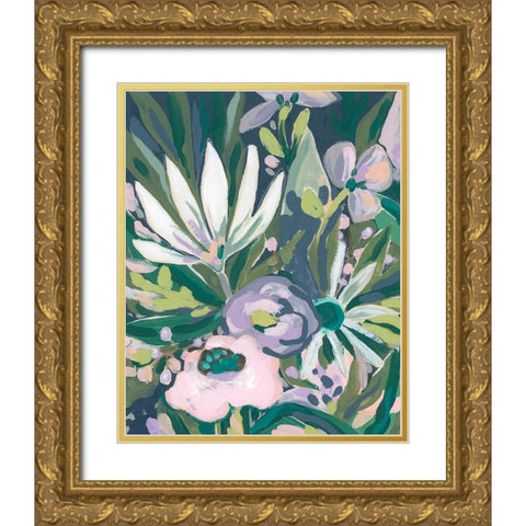 Purple Jungle Garden I Gold Ornate Wood Framed Art Print with Double Matting by Vess, June Erica
