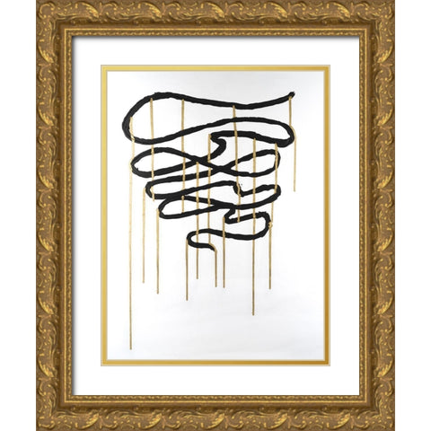 Weeping Ribbon I Gold Ornate Wood Framed Art Print with Double Matting by Willett, Michael
