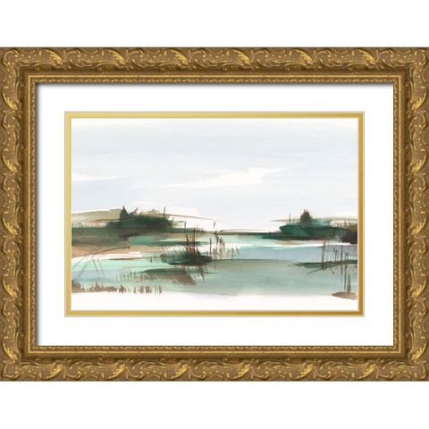 Marsh Reeds III Gold Ornate Wood Framed Art Print with Double Matting by Harper, Ethan