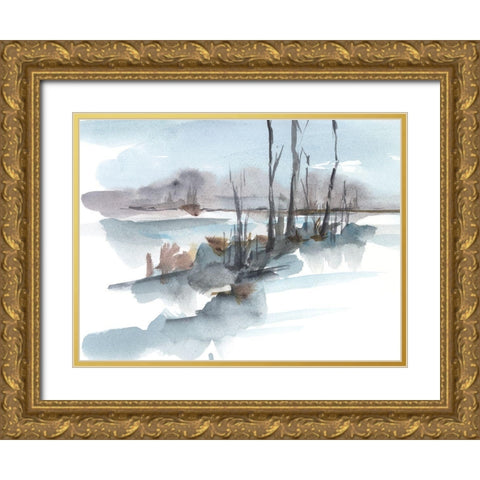 Winter Stream Watercolor I Gold Ornate Wood Framed Art Print with Double Matting by Harper, Ethan