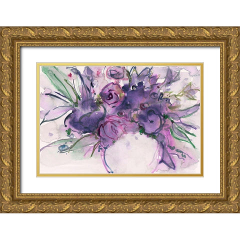 Lavender Floral Splendor I Gold Ornate Wood Framed Art Print with Double Matting by Dixon, Samuel