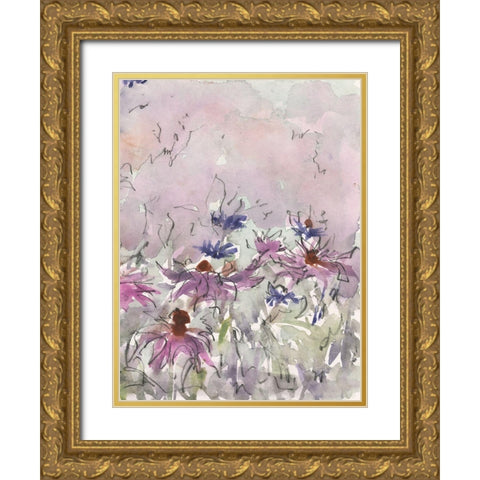 Floral Entertainment I Gold Ornate Wood Framed Art Print with Double Matting by Dixon, Samuel
