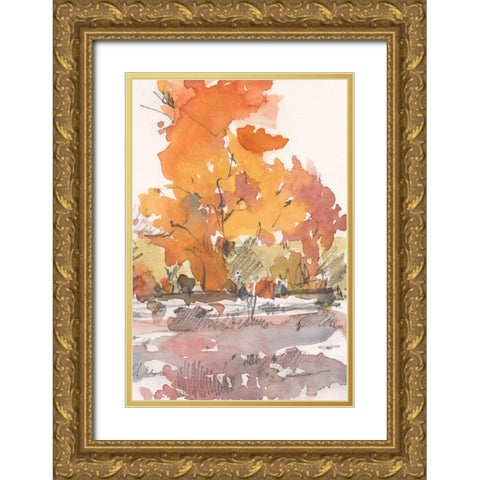 Watercolor Treeline Sketch II Gold Ornate Wood Framed Art Print with Double Matting by Dixon, Samuel