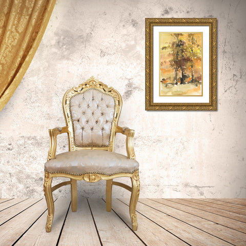 Fall Foliage Watercolor I Gold Ornate Wood Framed Art Print with Double Matting by Dixon, Samuel