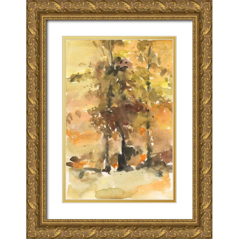 Fall Foliage Watercolor I Gold Ornate Wood Framed Art Print with Double Matting by Dixon, Samuel