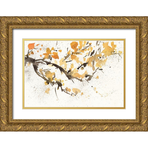 Watercolor Tree Branch I Gold Ornate Wood Framed Art Print with Double Matting by Dixon, Samuel