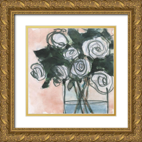 Floral Bunch I Gold Ornate Wood Framed Art Print with Double Matting by Dixon, Samuel