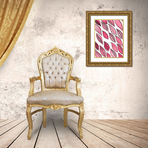 Patterned Leaf Shapes III Gold Ornate Wood Framed Art Print with Double Matting by Moore, Regina