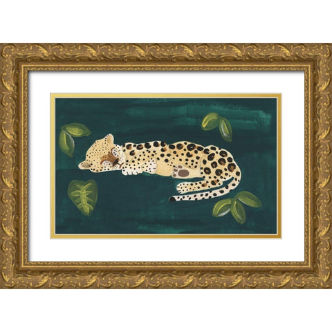 Lethargic Leopard II Gold Ornate Wood Framed Art Print with Double Matting by Longley, Alicia