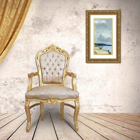 Coastal Blues Watercolor III Gold Ornate Wood Framed Art Print with Double Matting by Caroline, Emma