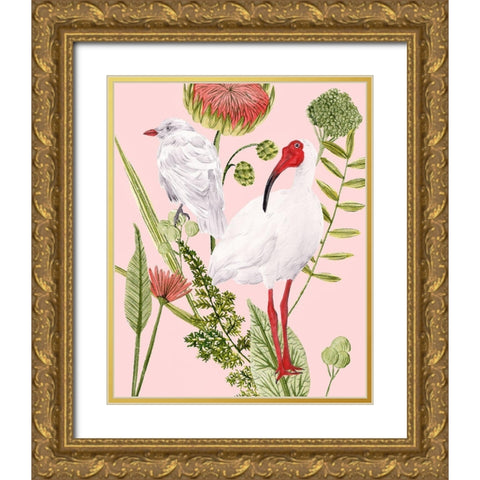 Birds in Motion II Gold Ornate Wood Framed Art Print with Double Matting by Wang, Melissa