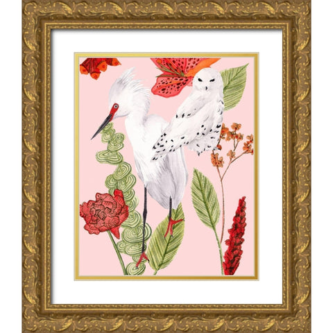 Birds in Motion III Gold Ornate Wood Framed Art Print with Double Matting by Wang, Melissa