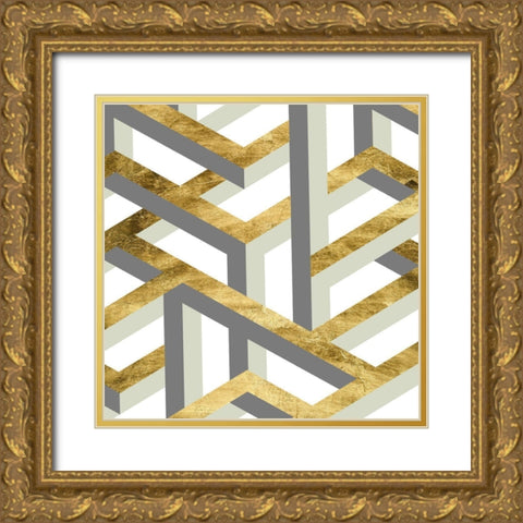 Geometric Landscape I Gold Ornate Wood Framed Art Print with Double Matting by Wang, Melissa