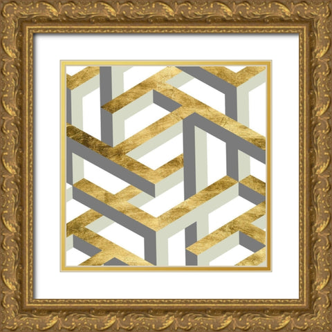 Geometric Landscape II Gold Ornate Wood Framed Art Print with Double Matting by Wang, Melissa