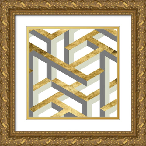 Geometric Landscape III Gold Ornate Wood Framed Art Print with Double Matting by Wang, Melissa