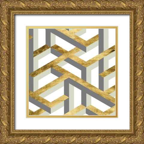 Geometric Landscape IV Gold Ornate Wood Framed Art Print with Double Matting by Wang, Melissa