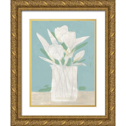 Muted Spring Arrangement II Gold Ornate Wood Framed Art Print with Double Matting by Green, Jacob